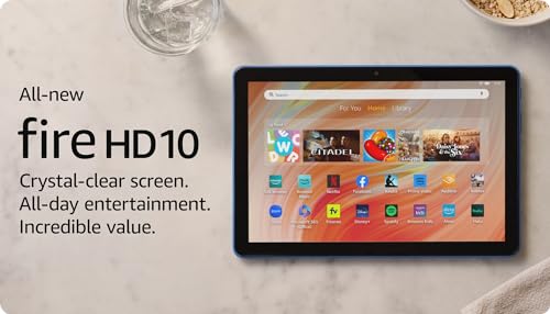 Amazon Fire HD 10 tablet (newest model) built for relaxation, 10.1" vibrant Full HD screen, octa-core processor, 3 GB RAM, 32 GB, Ocean