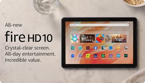 Amazon Fire HD 10 tablet (newest model) built for relaxation, 10.1" vibrant Full HD screen, octa-core processor, 3 GB RAM, 32 GB, Ocean