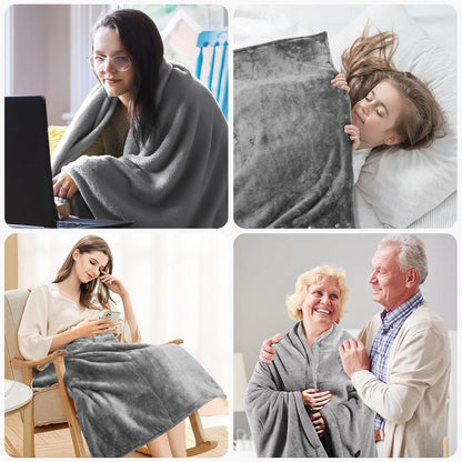 Portable Heated Blanket Shawl, USB Heated Blanket Shawl 59'' X 33.5'' Wearable Electric Blanket Small without Battery Pack Adjustable 3 Levels Fast Heating Electric Throw Machine Washable USB Heated Wrap for Office/Home,Soft Heated Throw Blanket