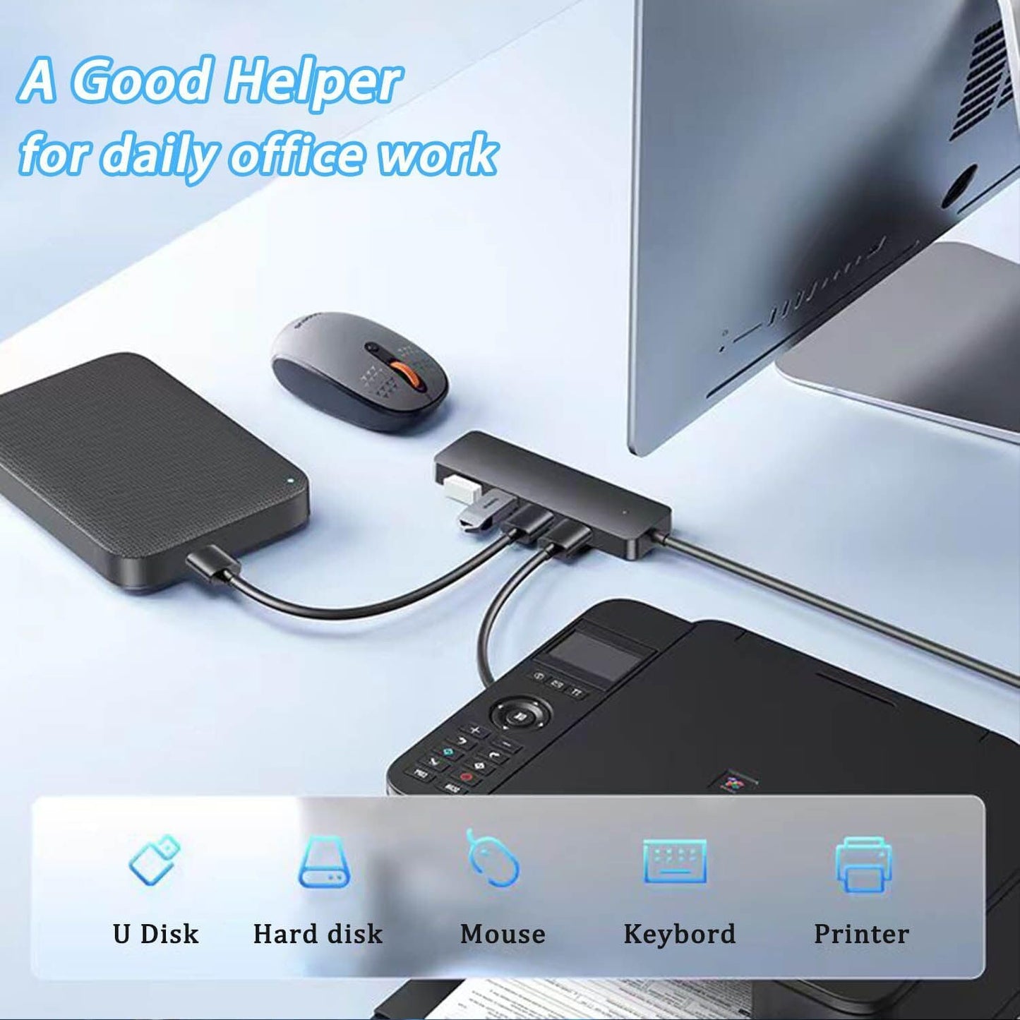 USB 3.0 Hub, VIENON 4-Port USB Hub USB Splitter USB Expander for Laptop, Xbox, Flash Drive, HDD, Console, Printer, Camera,Keyborad, Mouse