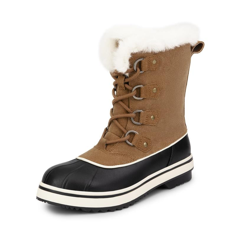 Dream PAIRS Women'S Snow Winter Boots Mid Calf Waterproof Warm Faux Fur Lined Lace up Anti-Slip Outdoor Duck Boots