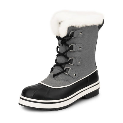 Dream PAIRS Women'S Snow Winter Boots Mid Calf Waterproof Warm Faux Fur Lined Lace up Anti-Slip Outdoor Duck Boots