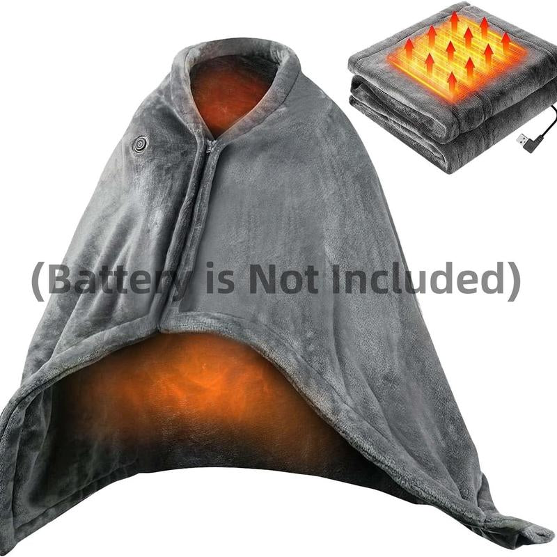 Portable Heated Blanket Shawl, USB Heated Blanket Shawl 59'' X 33.5'' Wearable Electric Blanket Small without Battery Pack Adjustable 3 Levels Fast Heating Electric Throw Machine Washable USB Heated Wrap for Office/Home,Soft Heated Throw Blanket