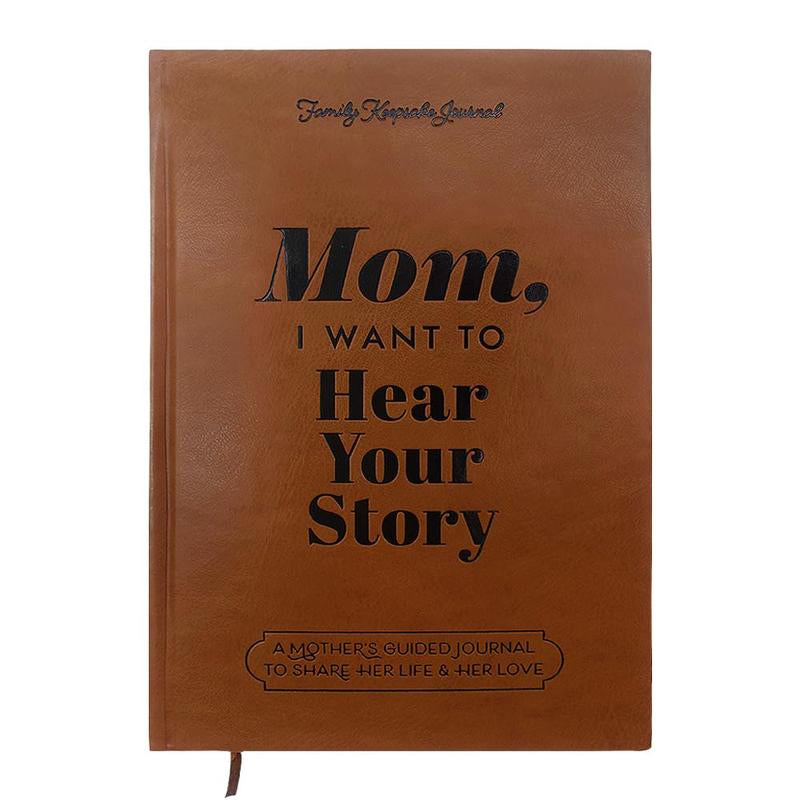 Mom I Want to Hear Your Story Notebook, 1 Count PU Leather Hardcover Notebook, Instructional Diary, Meaningful Memory Gift for Mom