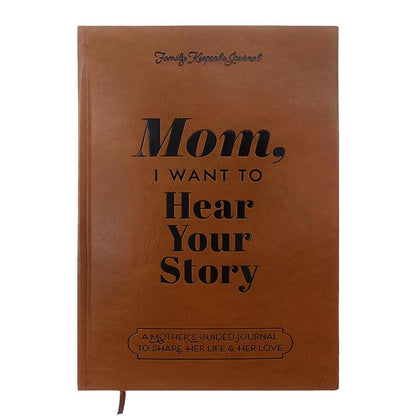 Mom I Want to Hear Your Story Notebook, 1 Count PU Leather Hardcover Notebook, Instructional Diary, Meaningful Memory Gift for Mom