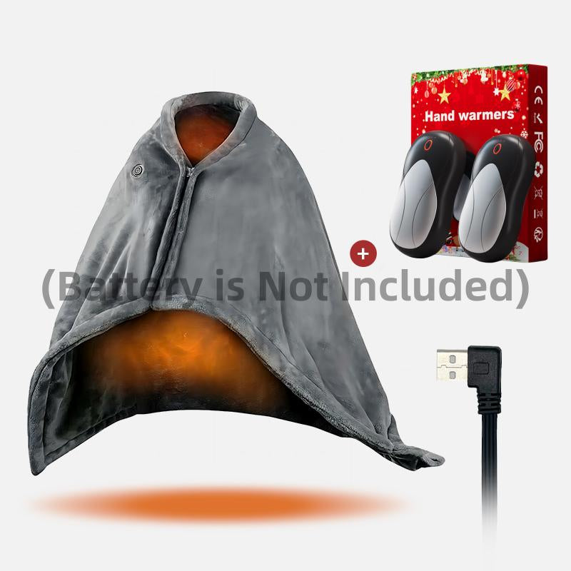 Portable Heated Blanket Shawl, USB Heated Blanket Shawl 59'' X 33.5'' Wearable Electric Blanket Small without Battery Pack Adjustable 3 Levels Fast Heating Electric Throw Machine Washable USB Heated Wrap for Office/Home,Soft Heated Throw Blanket